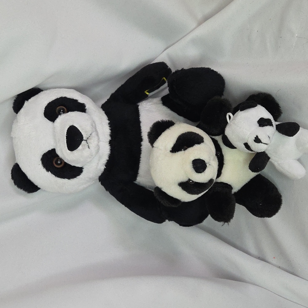 Panda Plush Bundle National Geographic Vintage logo Bear Set Of 3